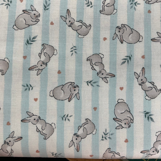 Bunnies - Pale Teal Stripe - Little Ones