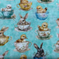 Bunnies & Chicks in Tea Cups - Light Aqua