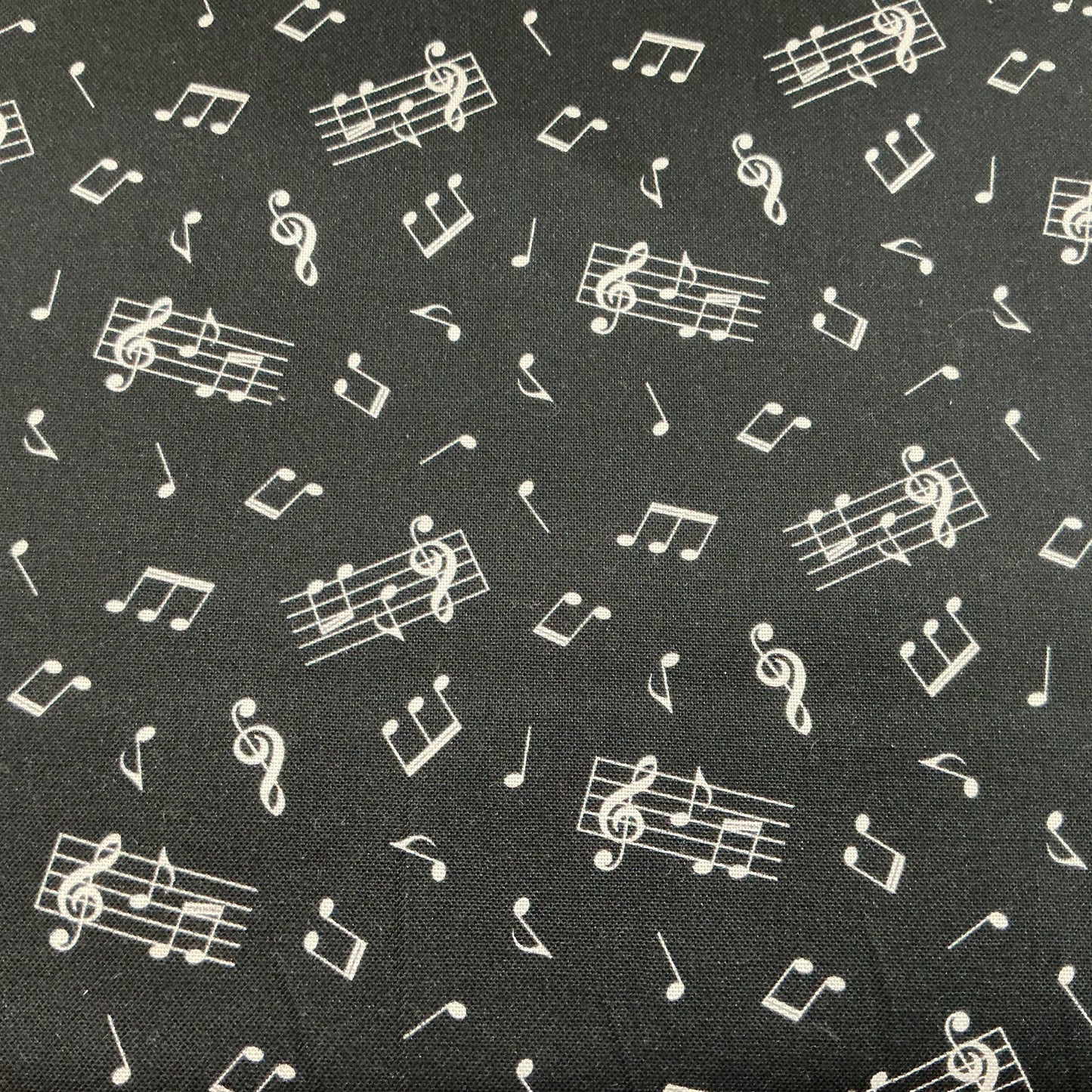 Musical Notes Scattered - White on Black