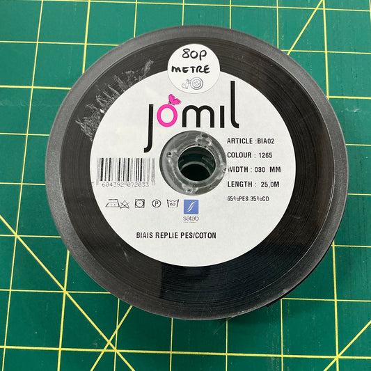 Bias Binding - Black - 30mm - Polycotton
