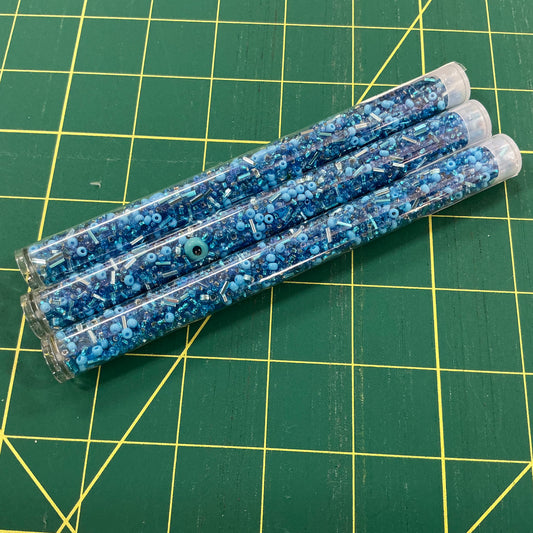 Aqua Mixed Beads in Tube