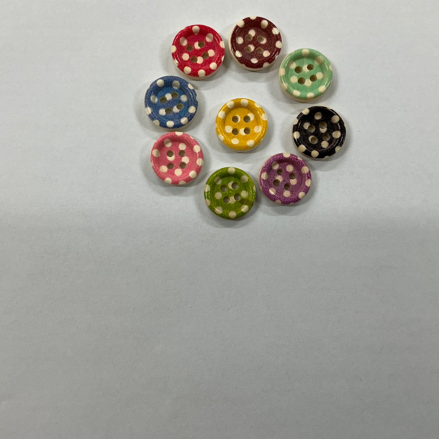 Spotty Buttons - Wooden - 15mm - 9 Colours