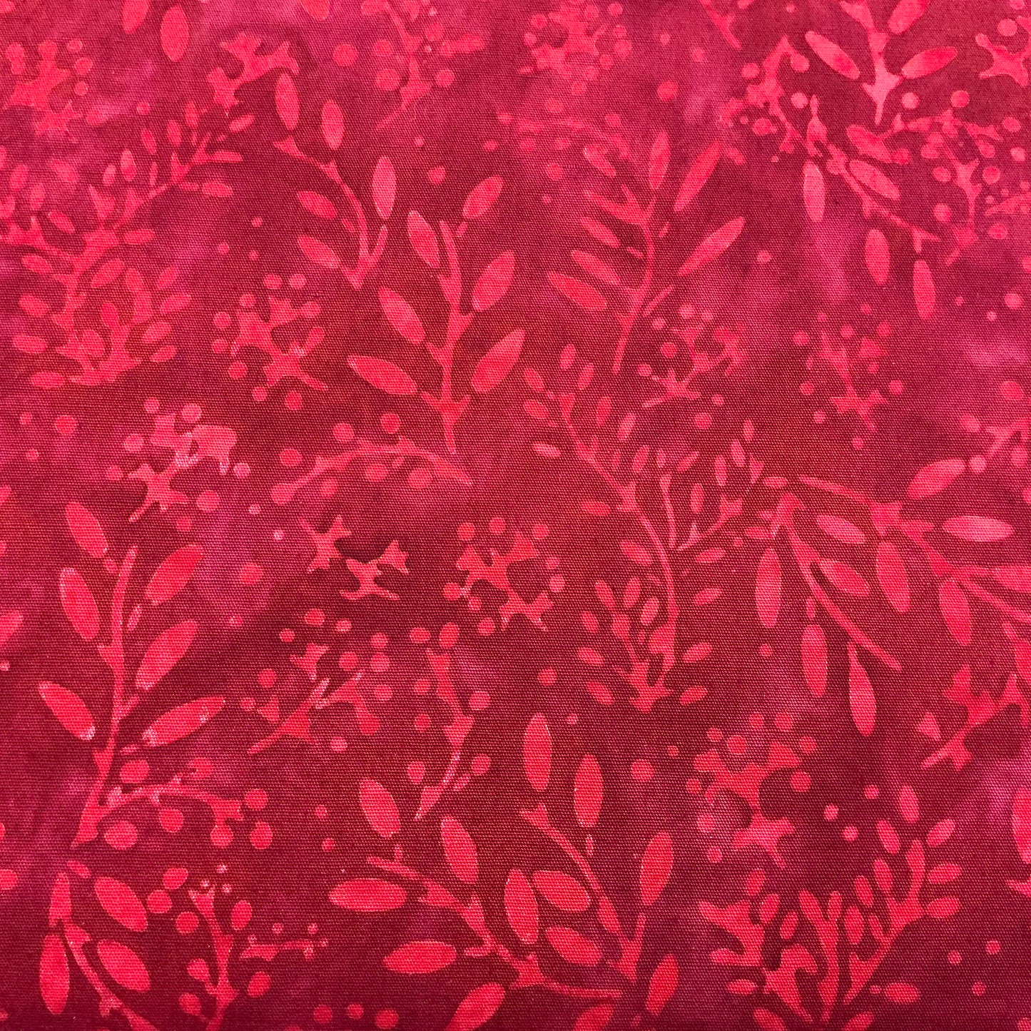 Red Leaves & Berries on Red - Deck the Halls - Batik