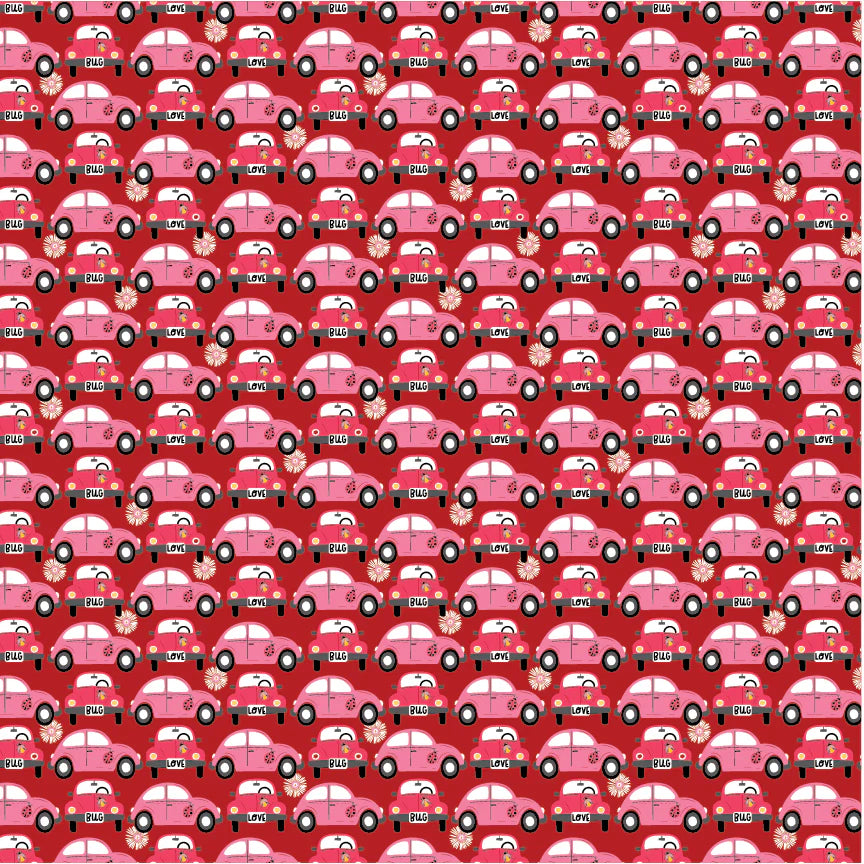 Beep Beep - Red - Hey Love Bug - Half Metre