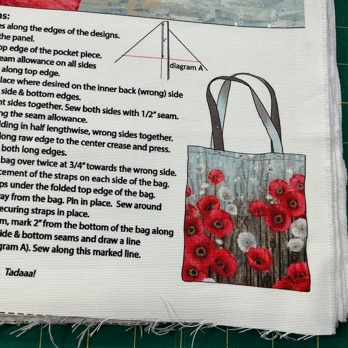 Poppy Meadow - Tote Bag Panel - Canvas