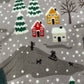 Village in the Snow on Taupe - Brushed cotton
