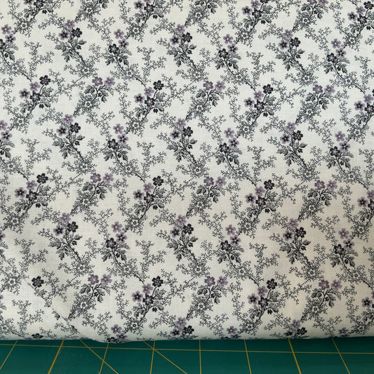 Tiny Floral Trellis (Chocolate) Lt. Purple - Hazelmont Farm Shirtings