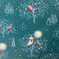 Owls & Robins - Teal - Winter Moonlight by Susan Wheeler