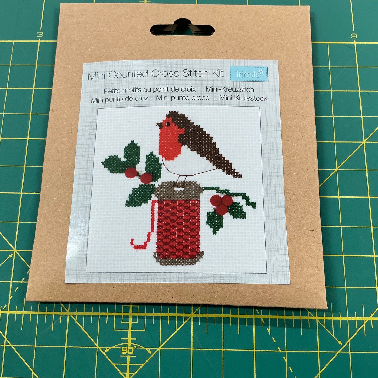 Robin on Cotton Reel - Mini Cross Stitch Kit