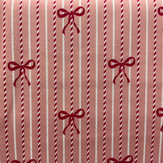 Bow Stripe - Pink & Cream - Baubles & Bows