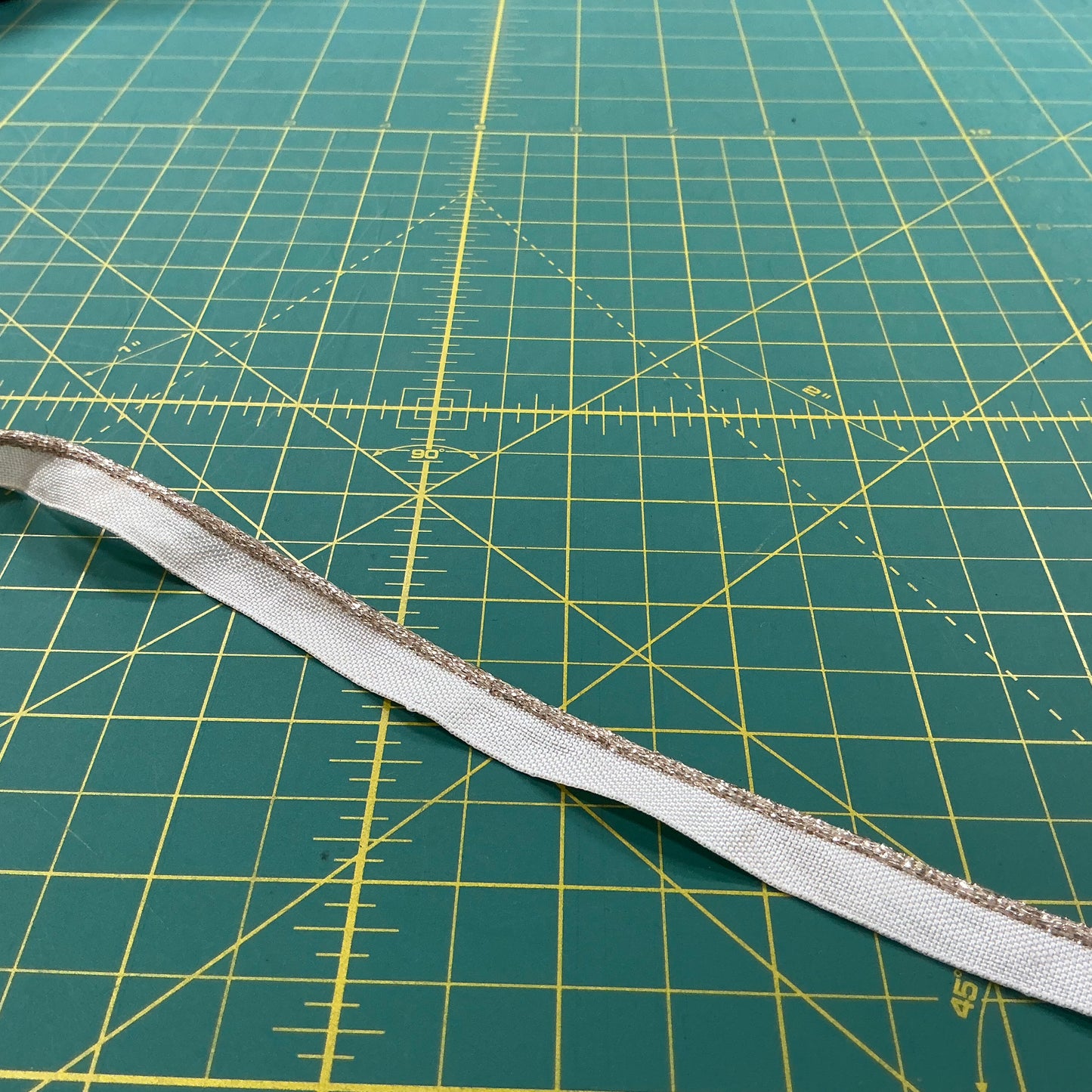Narrow Ribbon with Gold Piping Edge - Off White