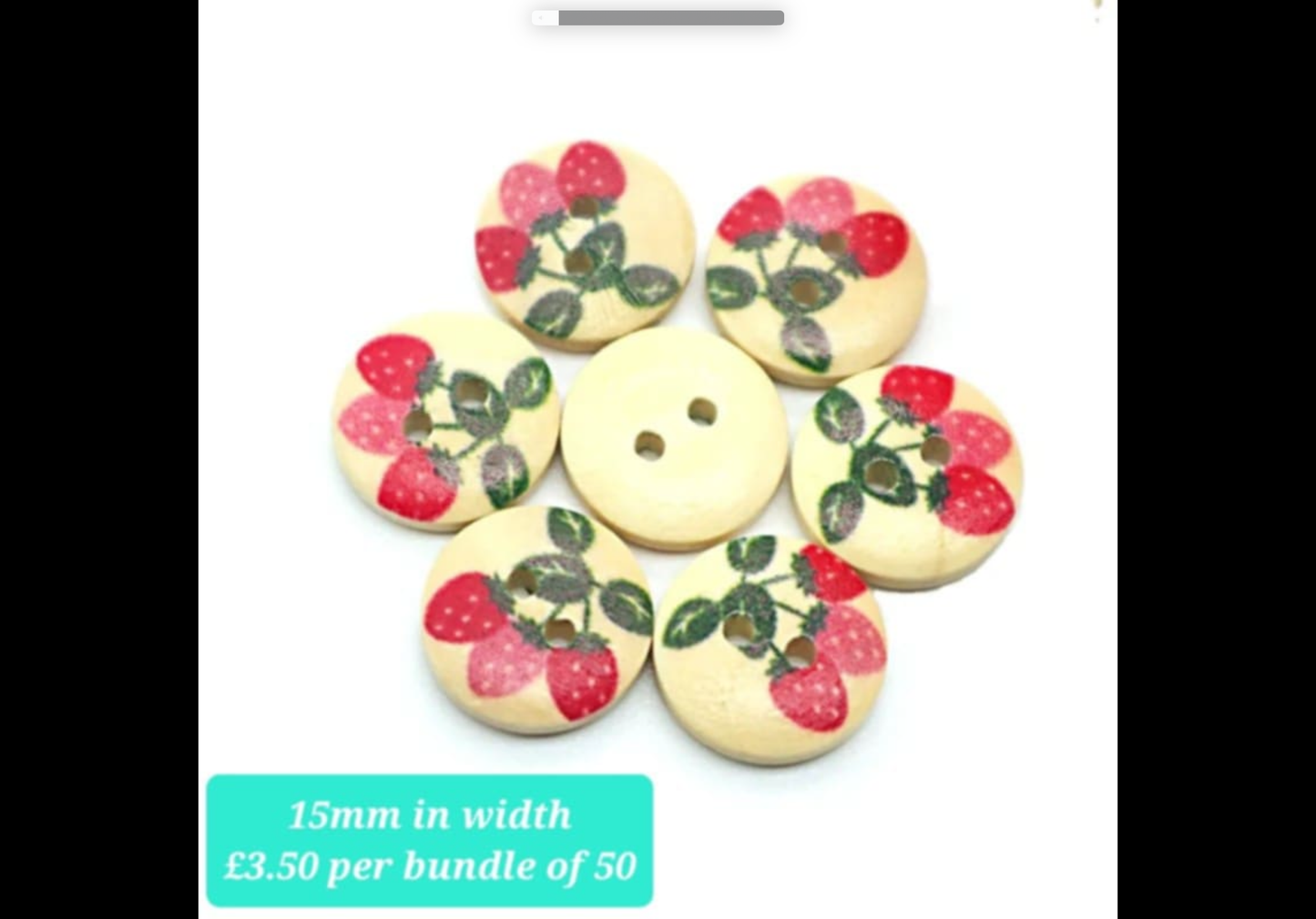 Round Strawberry Buttons - Wooden