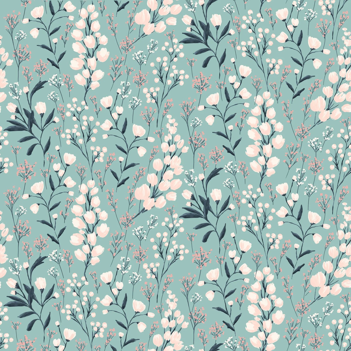 Field of Dreams Teal - Painted Blossoms