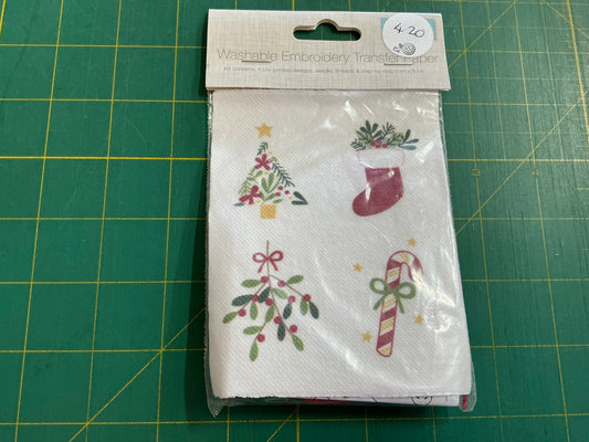Washable Embroidery Transfer Sheet (Christmas)