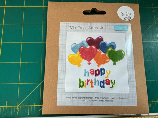 Happy Birthday Balloons - Mini Cross Stitch Kit
