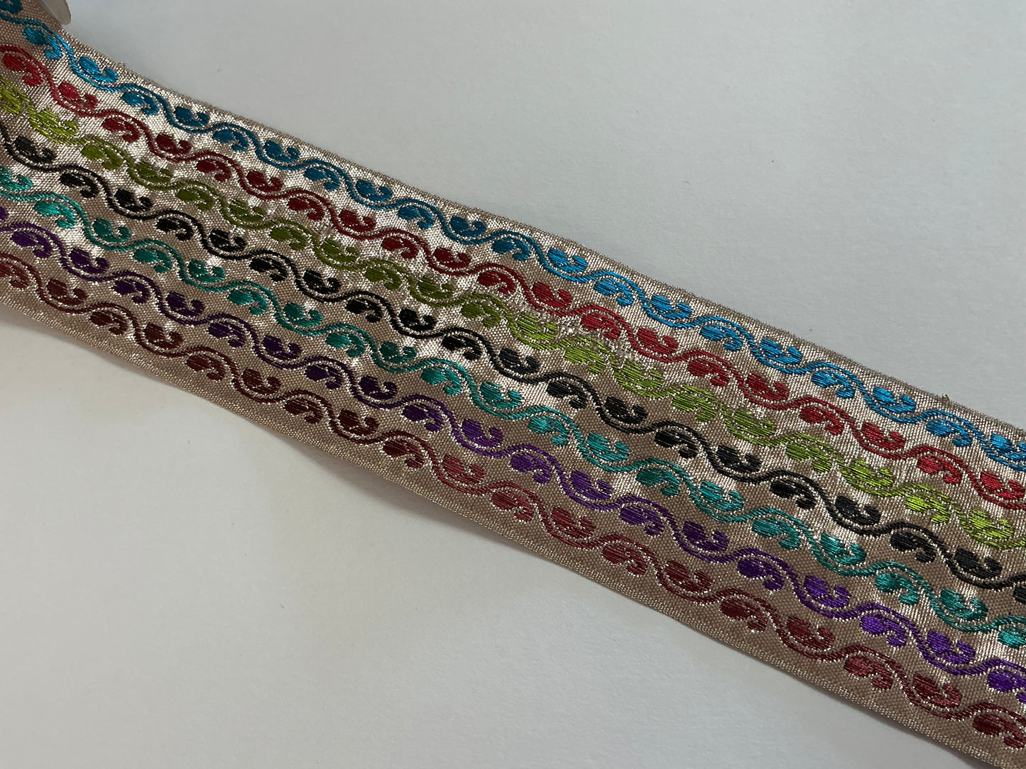 Colourful Metallic Woven Ribbon 65mm wide (2.5”)