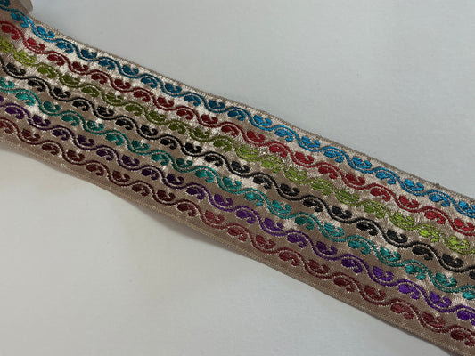 Colourful Metallic Woven Ribbon 65mm wide (2.5”)