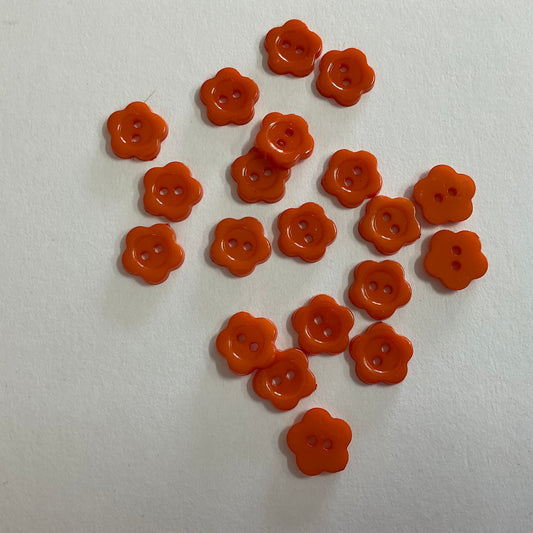 Flower Buttons - 13mm Orange