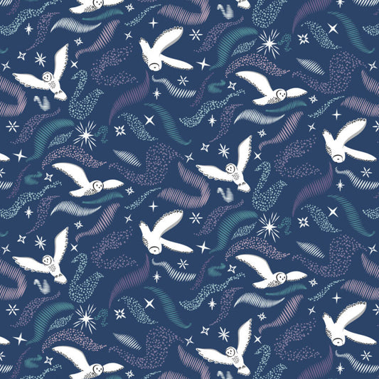 Snowy Arctic Owls (Northern Lights Sky)