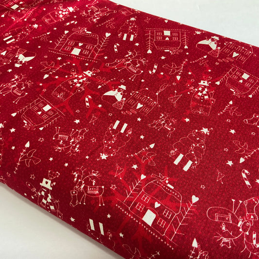 White Christmas Characters on Red