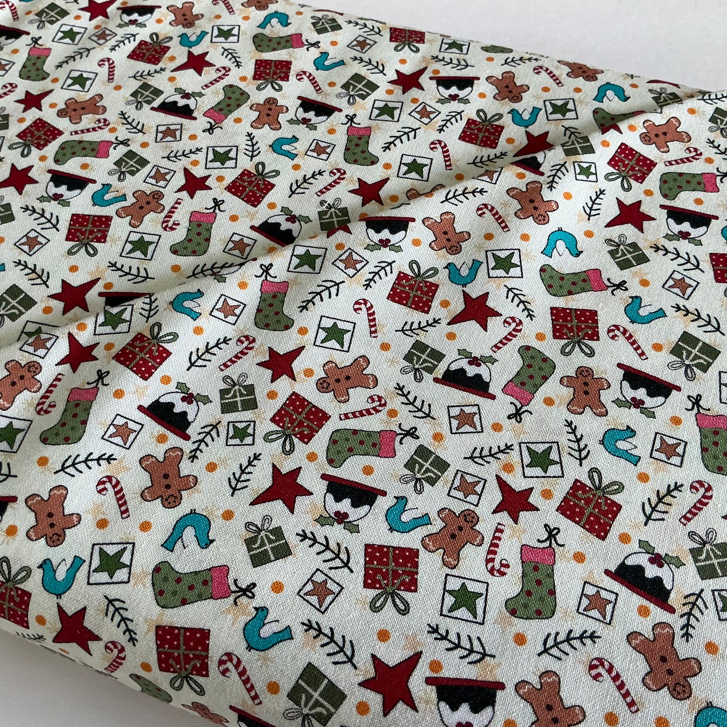 Mini Christmas Motifs on Cream