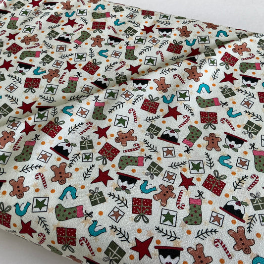 Mini Christmas Motifs on Cream