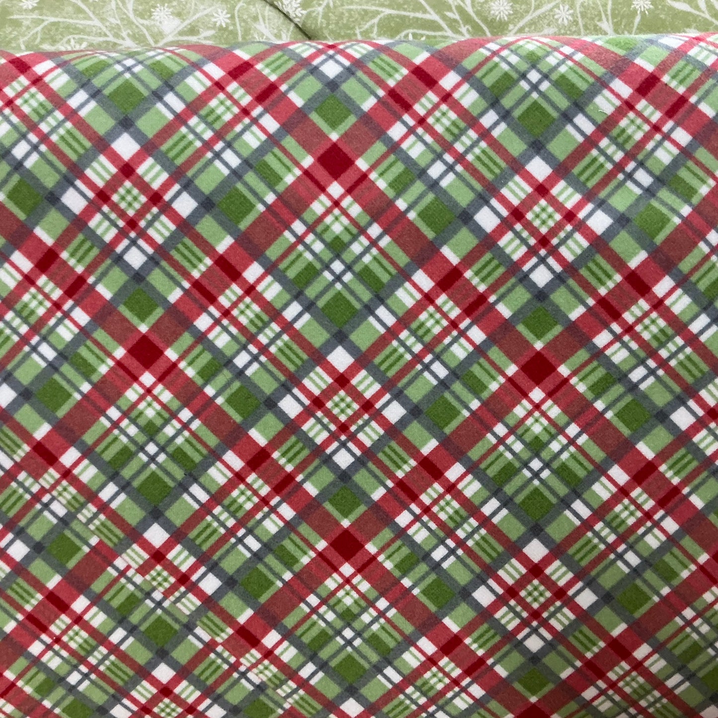 Diagonal Plaid - Green, Red & White - The Christmas Mouse
