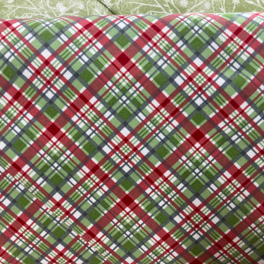 Diagonal Plaid - Green, Red & White - The Christmas Mouse