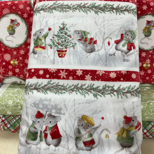 Mice Playing in the Snow - Border Stripe - The Christmas Mouse
