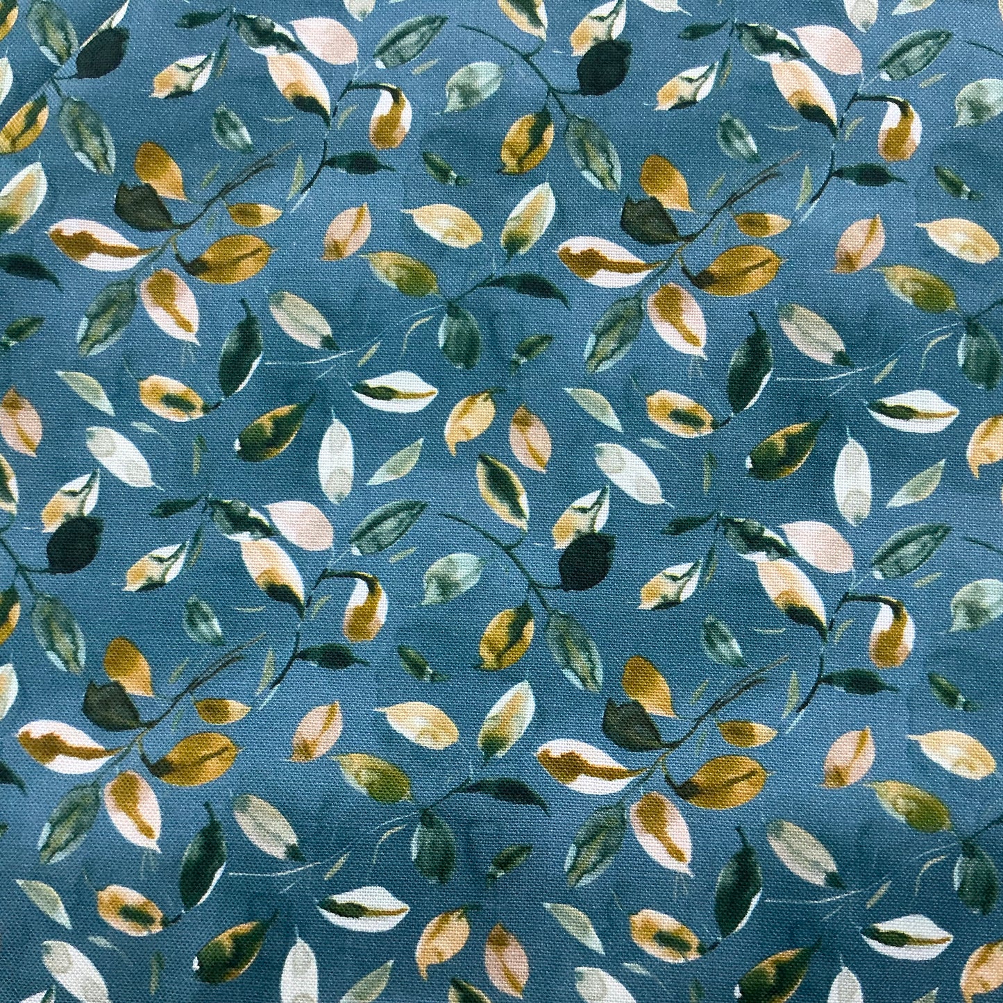 Enchanted Evening Floral - Sunkissed Leaves on Teal