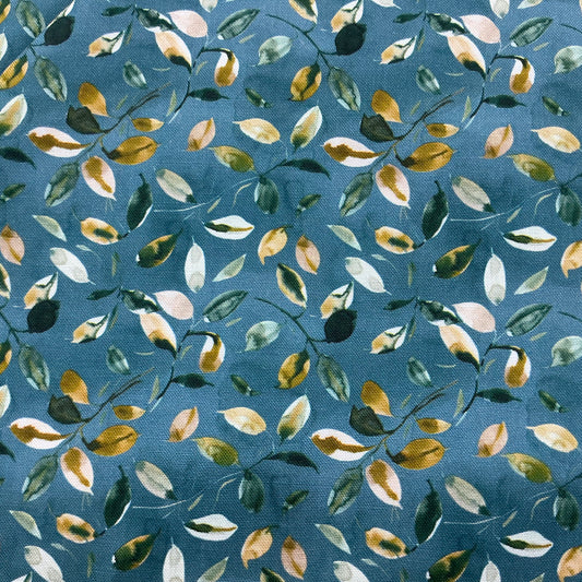 Enchanted Evening Floral - Sunkissed Leaves on Teal