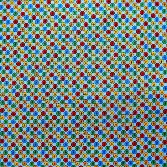 A B Cs Coloured Dots on Blue - Remnant - End of Bolt 2.25m