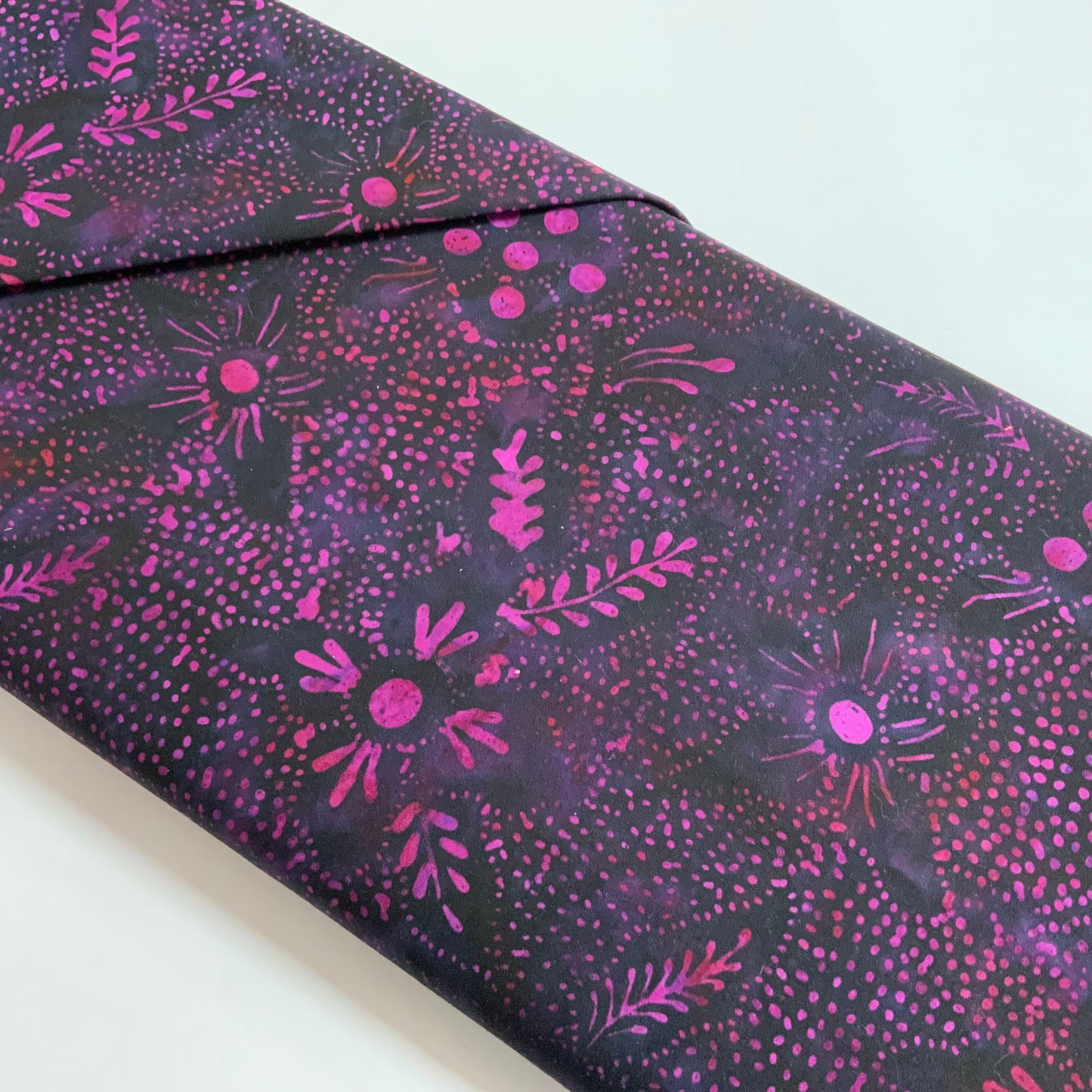 Fuchsia Fantasy Pink on Black Batik