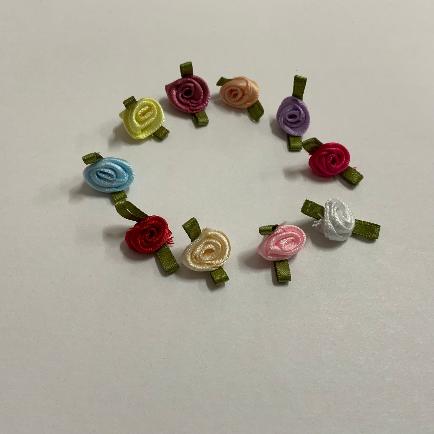 Assorted Colours of Ribbon Roses 12mm