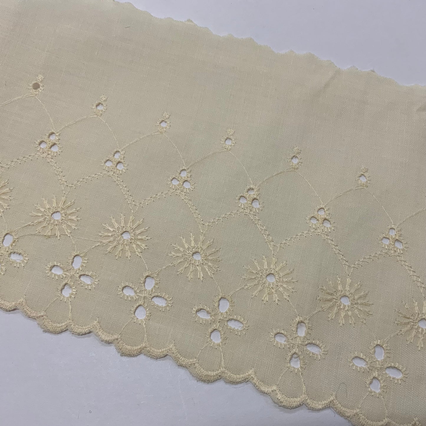 Cream (Soft Yellow) Broderie Anglaise