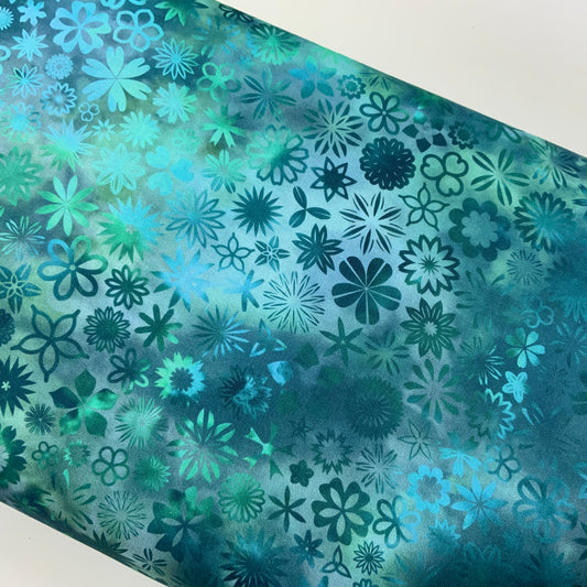 Teal & Turquoise Flowers - Prism