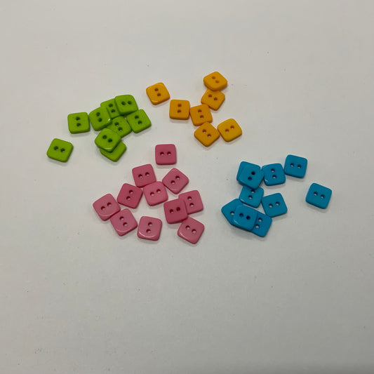 Square Buttons - 8mm - Four Colours Available