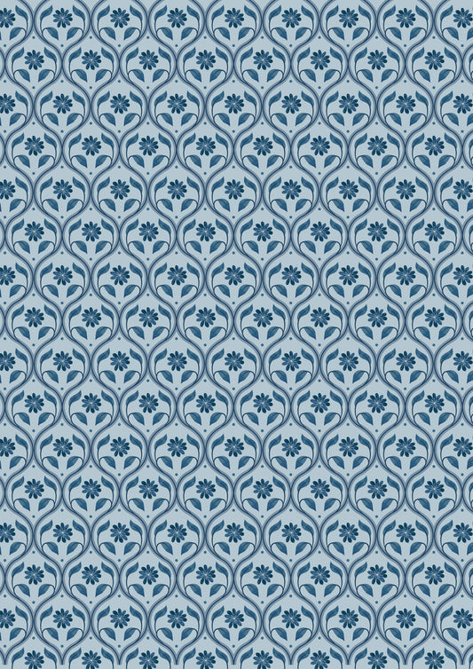 Floral Trellis on French Blue - Brensham