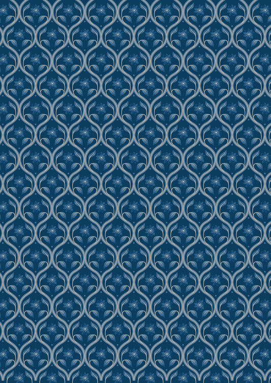 Floral Trellis on Dark Blue - Brensham