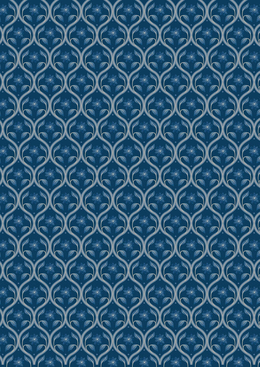 Floral Trellis on Dark Blue - Brensham - Fat Quarter