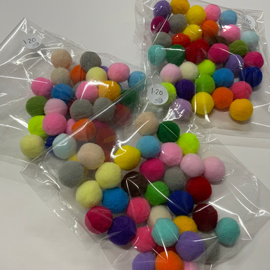 Tiny Pom-Poms Approx 9mm Red, Green & White