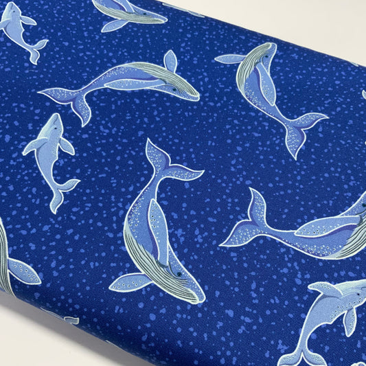 Whales on Bright Blue - Glow in the Dark