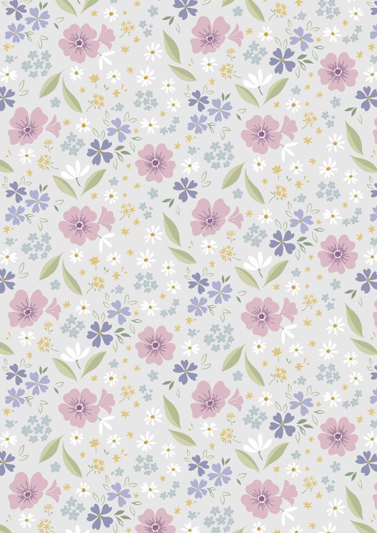 Floral Art on Pale Grey - Floral Song