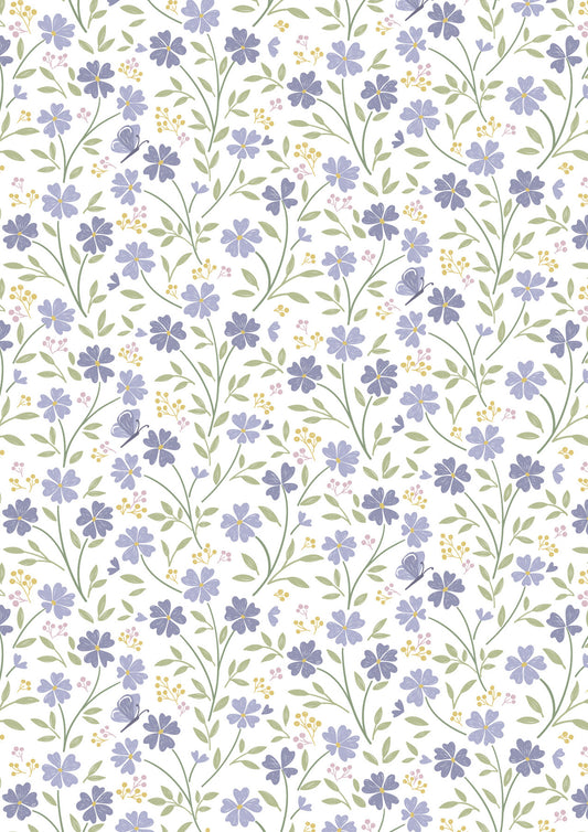 Little Blossom on White - Floral Song - Half Metre