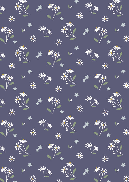 Daisies Dancing on Navy Blue - Floral Song