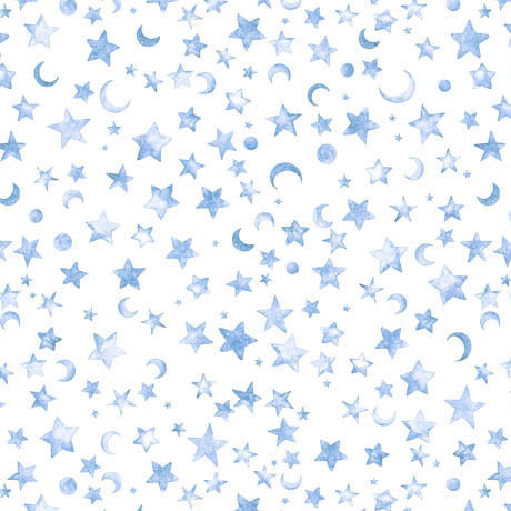 Blue Moons & Stars on White - Lil’ Wizards