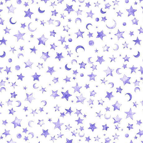 Lilac Moons & Stars on White - Lil’ Wizards