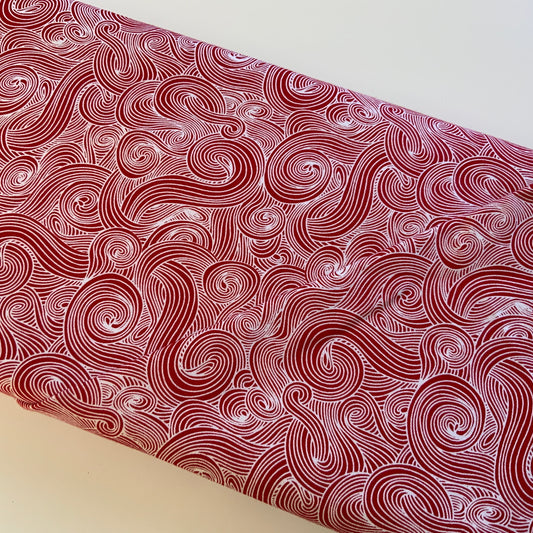 Just Color - Red & White Swirls ( looks like toothpaste🙂) - Fat Quarter