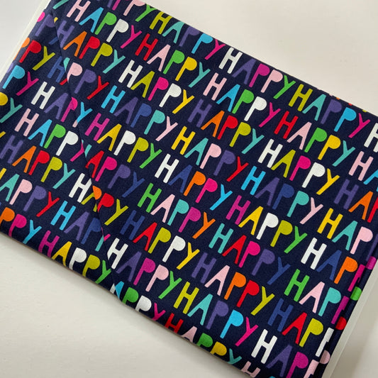 “Happy” Colourful Letters on Navy Blue - Remnant