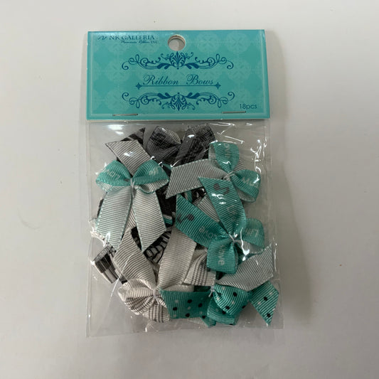 Ribbon Bows - Musical -  White & Turquoise